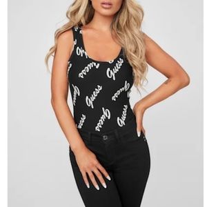 GUESS Women’s Dakota Logo Black & White Bodysuit Size Small NWT